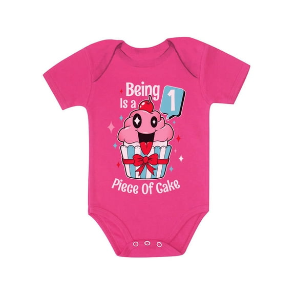 1 Year Old Baby Girl Outfit 1st Birthday Gift Cupcake Funny Baby Bodysuit NB (0-3M) Wow pink