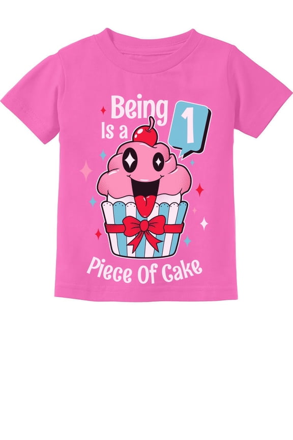 1 Year Old Baby Girl Outfit 1st Birthday Gift Cupcake Funny Infant Kids T-Shirt 24M Pink