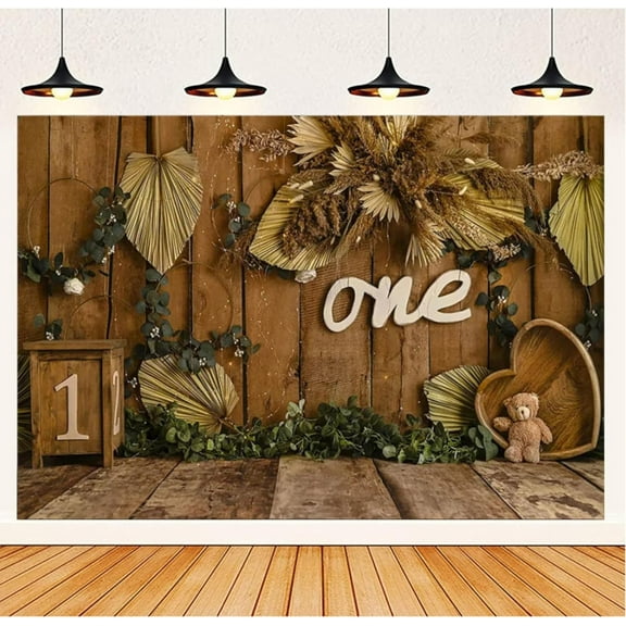 1 Year Old Birthday Bear Cute Photography Background Newborn Child Cake Cake Portrait Backdrop Photo Studio Photo Background Decoration Banner