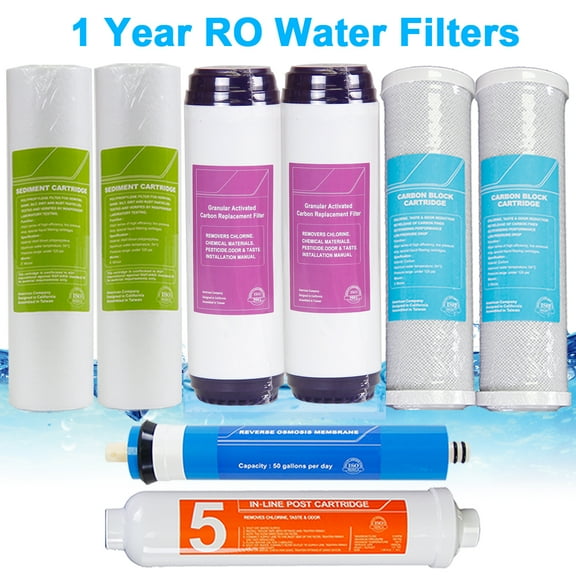 1 Year RO Water System Filters - Reverse Osmosis System Replacement 8 Filters