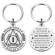 1 Year Sobriety Gifts for Women, One Yr Sober Keychain for Men, AA Recovery Gifts