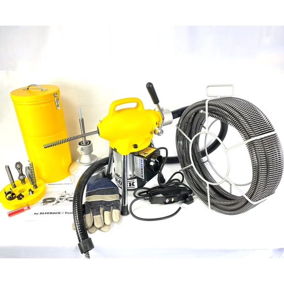 1-Year Warranty BLUEROCK ® Model S75 Sectional Pipe Drain Cleaning Machine 3/4" - 4" Snake Cleaner Kit 1.5HP fits Ridgid K50 C8 Cables