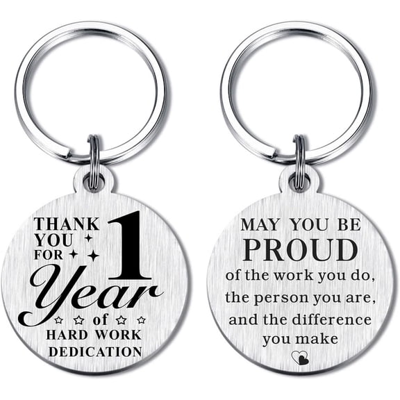 1 Year Work Anniversary Employee Gifts, 1st Work Anniversary Decorations, Thank You 1 Year Employee Anniversary Keychin Gifts