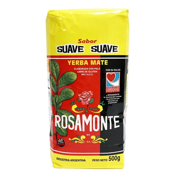 1 Yerba Mate Rosamonte Suave 1.1lb 500g Argentina With Stems Palo Herbal Tea