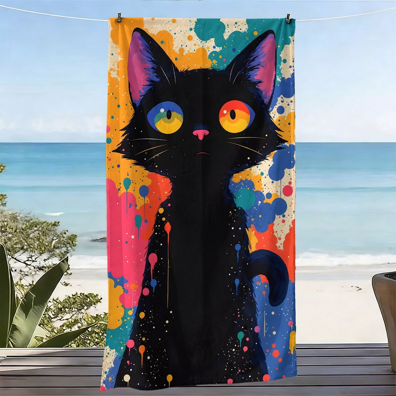 1 abstract art cat pattern colorful splash oversized …