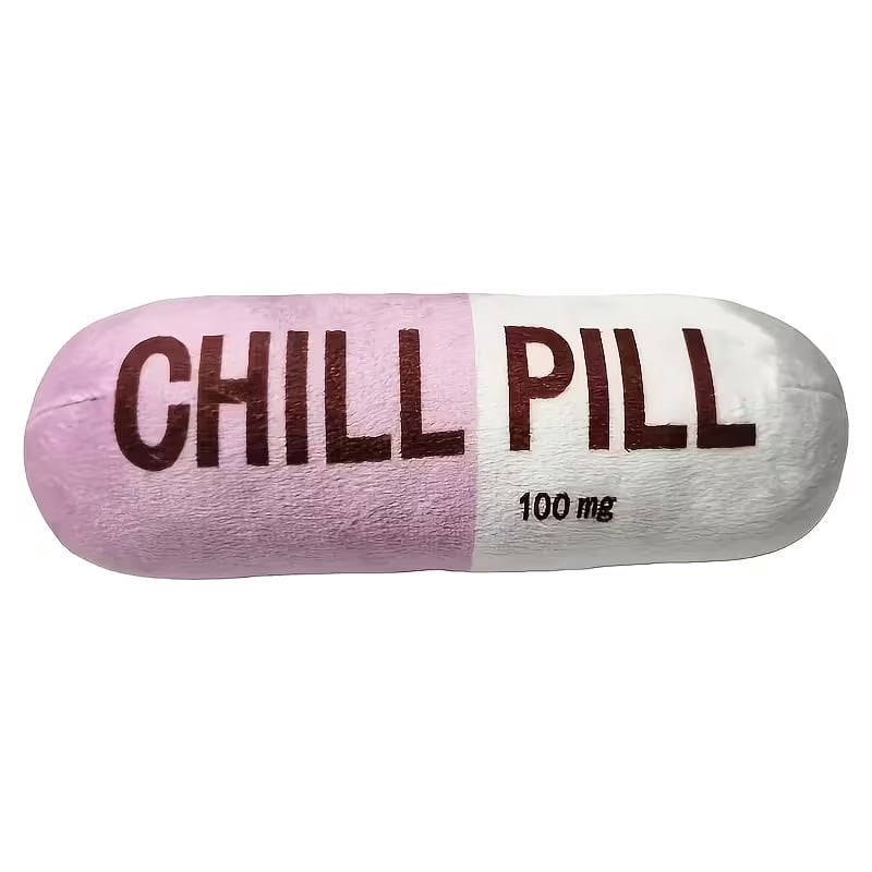 1 adorable "Relaxation Pill" Plush Dog Toy - Soft, fluffy and fun! - Durable double-layer fabric for unbreakable chew toys for all breeds