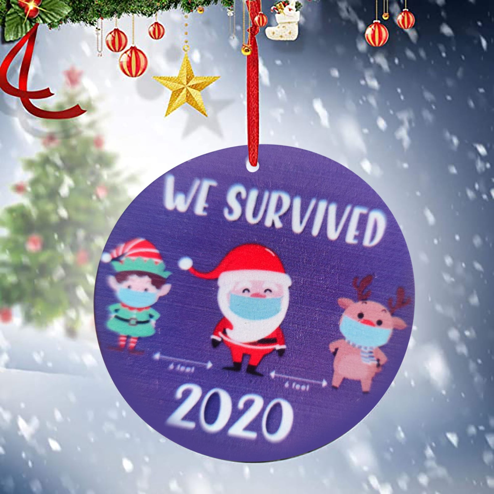 1 adorno navideño 2020 de Papá Noel enmascarado, recuerdo para colgar en el árbol.