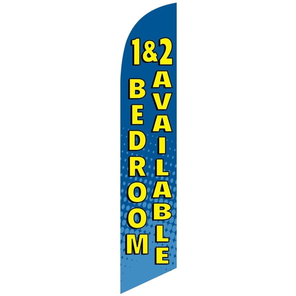 1 and 2 Bedroom Available Real Estate Advertising Feather Banner Swooper Flag Sign with Flag Pole Kit and Ground Stake
