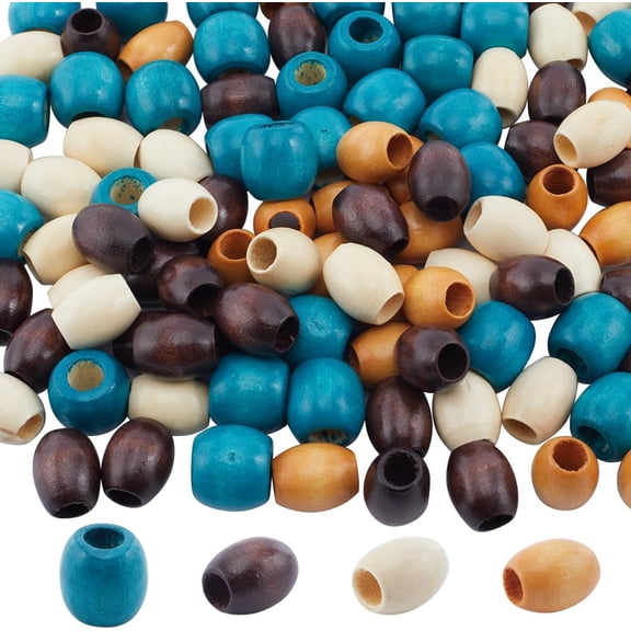 1 bag 160pcs 4 colors 7-7.5mm Large Hole Barrel Wood Beads 14-17mm Colorful Wooden Spacer Beads Colored Loose Beads for Hair Braid Macrame Bracelets Necklace Jewellery Making DIY Crafts Christmas