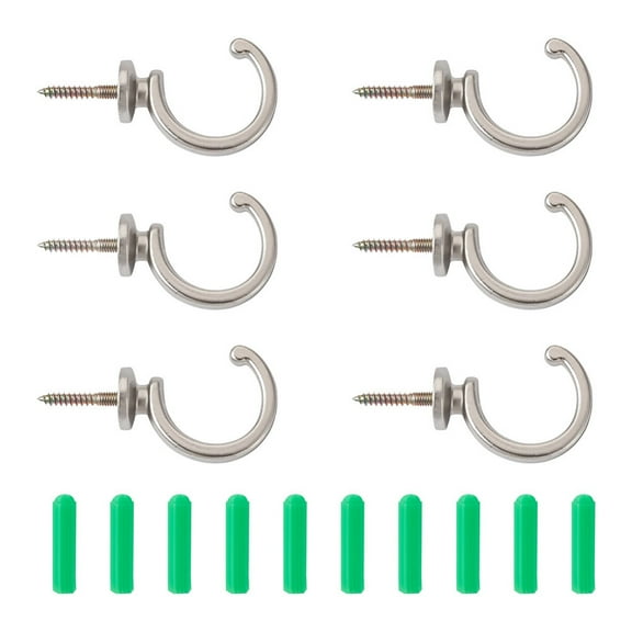 1 bag 16pcs 2 style Zinc Alloy Hook Hanger C-shaped with Plastic Window Curtain Hooks Platinum 16pcs/bag