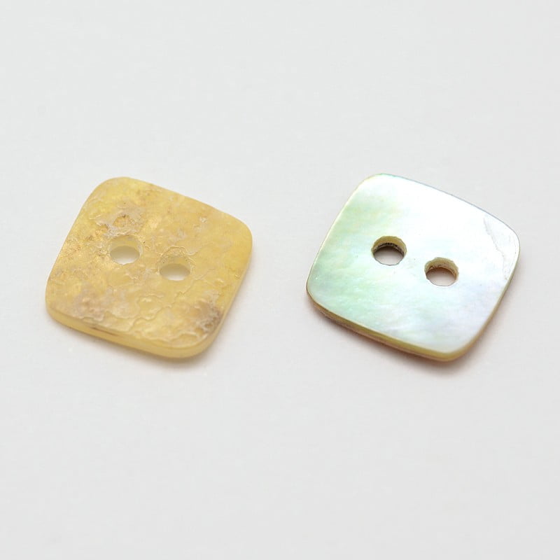 1 bag 2-Hole Square Mother of Pearl Buttons Tan 9.5x9.5x1mm Hole: 1.5mm 720pcs/bag
