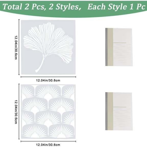 1 bag 2 Sheets 2 styles Autumn Theme PET Hollow Out Drawing Painting Stencils for DIY Scrapbook Photo Album Leaf 306x306x0.3mm 1 sheet/style