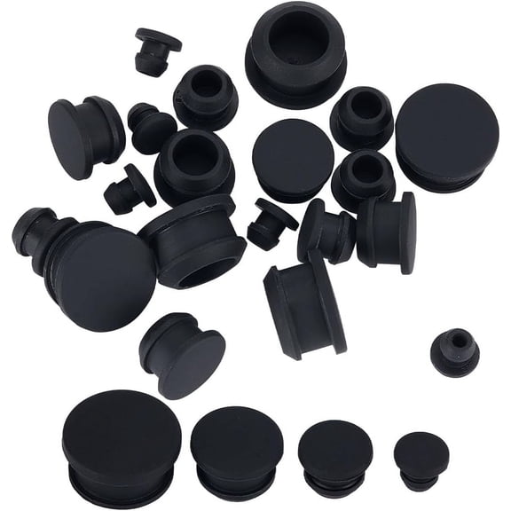 1 bag 24pcs 4 style Silicone Bottle Seal Plug Reusable Replacement Bottle Stopper Black 9~19x8~11mm pin: 5~15mm 6pcs/style