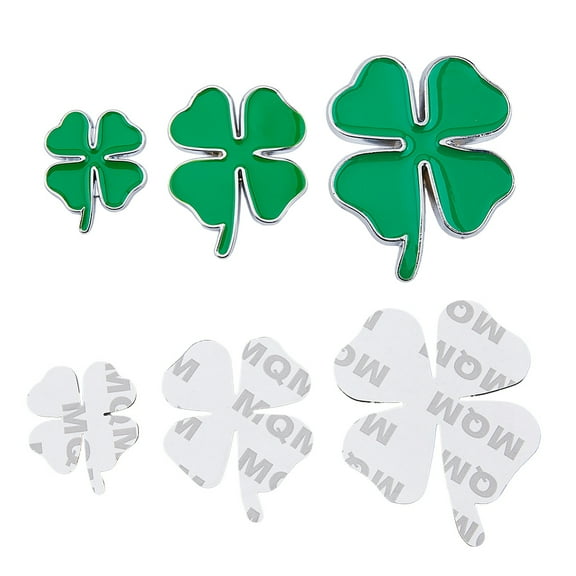 1 bag 3 Sizes 3D Alloy Clover Car Stickers Car Decoration Stickers Clover Decal Auto Car Motorcycle Logo Sticker Badge Emblem for Car Window Laptops Luggage