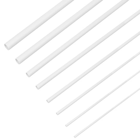 1 bag 32pcs 8 styles ABS Plastic Hollow Round Tubes DIY Handmade Sand Table Material Model Building White 300x3~8mm Hole: 2~7mm 4pcs/style