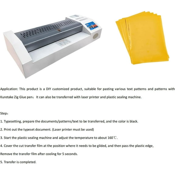 1 bag 50 Sheets Goldenrod A4 Hot Foil Stamping Paper 29x18.5cm Rectangle Metallic Transfer Foil Paper Hot Foil Sheets for Card Leather DIY Decoration Plastic