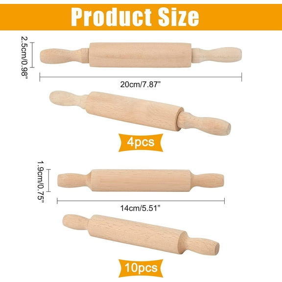 1 bag 50pcs Mini Wood Rolling Pin 2" Clay Rolling Pin Classic Wood Rolling Pins for Baking Dough Roller Rolling Pin for for Scrapbook Projects Miniatures Houses and Crafts