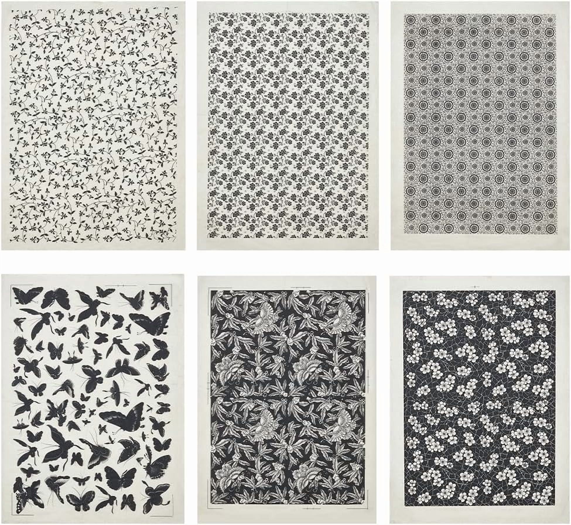 1 bag 6 Sheets 6 styles Paper Ceramic Decals Pottery Ceramics Clay Transfer Paper Underglaze Flower Paper Black Mixed Shapes 53x38x0.004cm 1 sheet/style