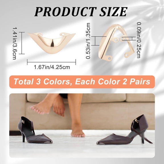 1 bag 6pcs 3 colors Metal Shoes Pointed Protector Hollow High Heels Toe Cap Elegant High Heels Tip Cover Durable Shoes Tips Cap for Shoes Protection Repair Decoration