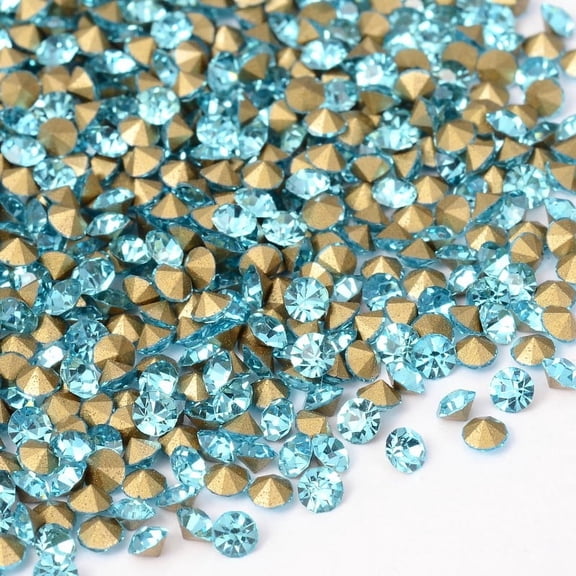 1 bag Back Plated Grade A Diamond Glass Pointed Rhinestone Aquamarine 4.2~4.4mm 1440pcs/bag