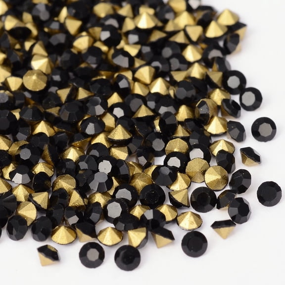 1 bag Back Plated Grade A Diamond Glass Pointed Rhinestone Jet 1.9~2mm 1440pcs/bag