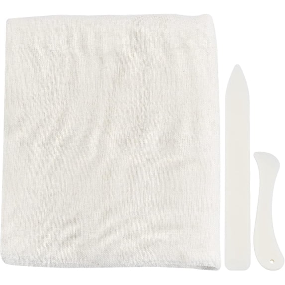 1 bag Book Binding Cloth Kits Hand Book Binding Tools set with 126×15.8 Inch Cotton Cloth Fabric White Book Cloth 2pcs Bone Folder Paper Creaser for DIY Bookbinding Crafts Sewing Supplies
