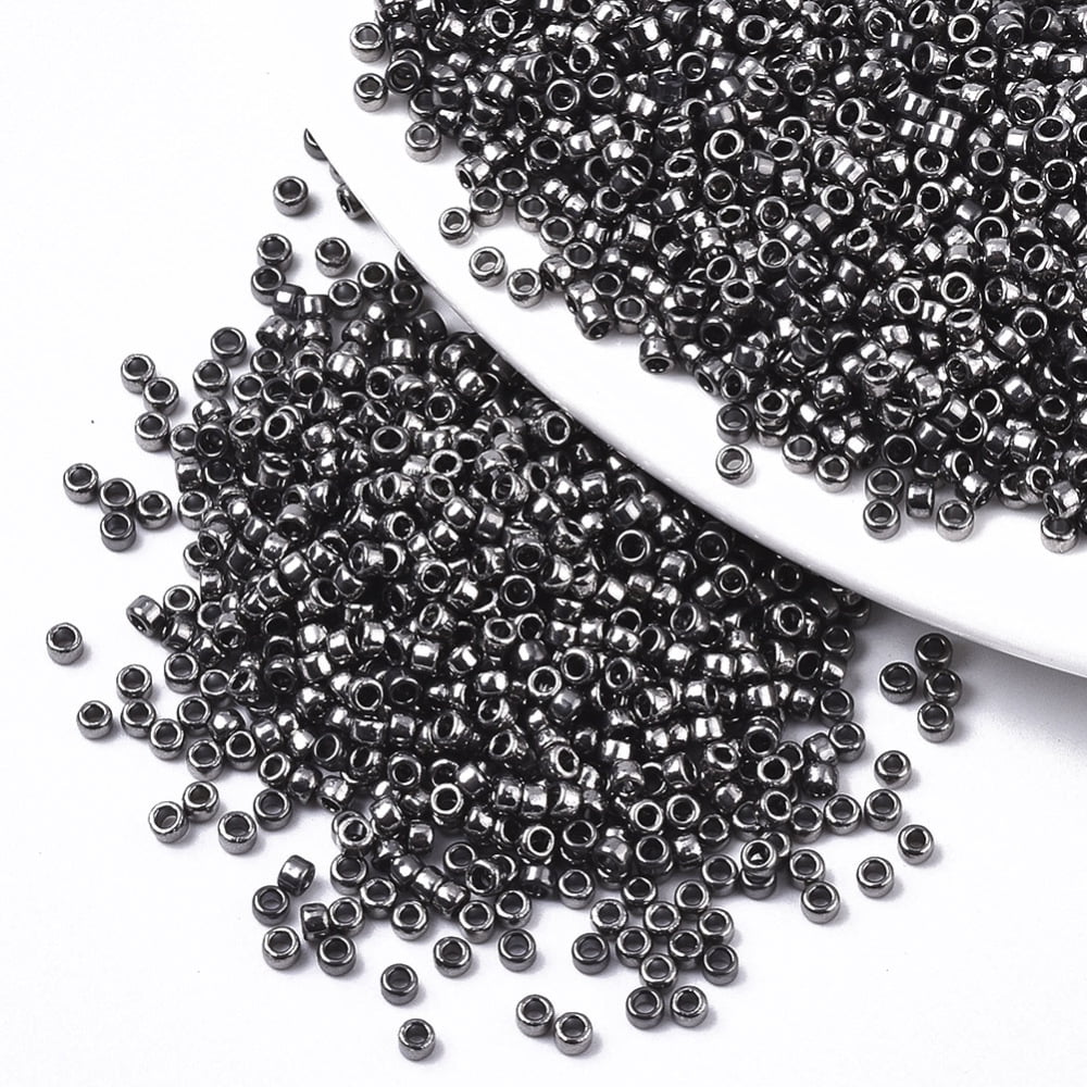 1 bag Electroplate Glass Seed Beads Fit for Machine Eembroidery Metallic Colours Round Black Plated 2.5x1.5mm Hole: 1mm 20000pcs/bag