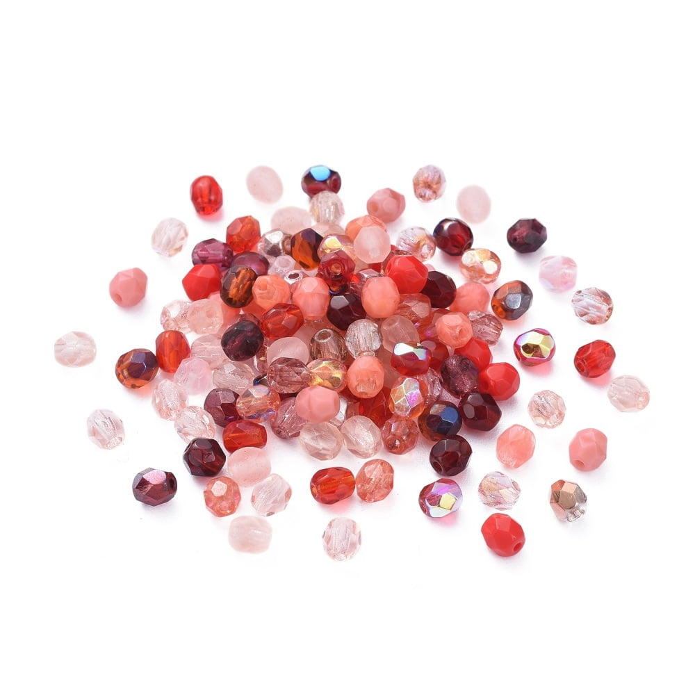 1 bag Fire-polished Czech Glass Beads Drum Mixed color 3x3mm Hole: 0.9mm 1437pcs~1443pcs/bag