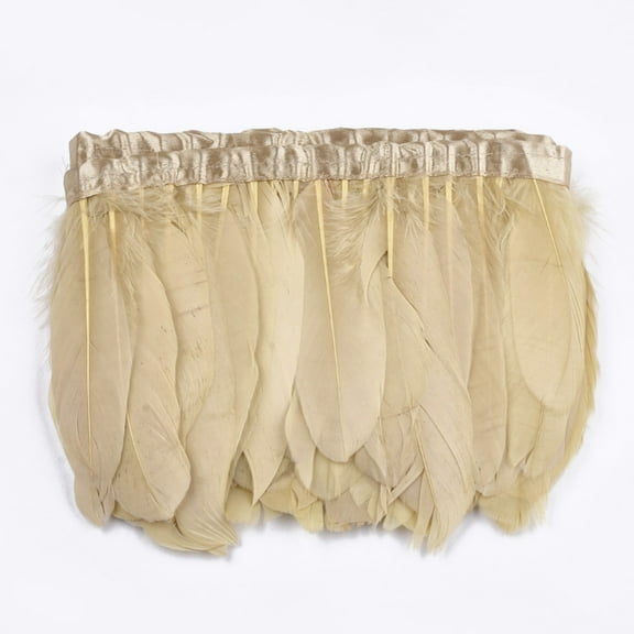 1 bag Goose Feather Fringe Trimming Costume Accessories Dyed Light Khaki 145~195mm 2m/bag
