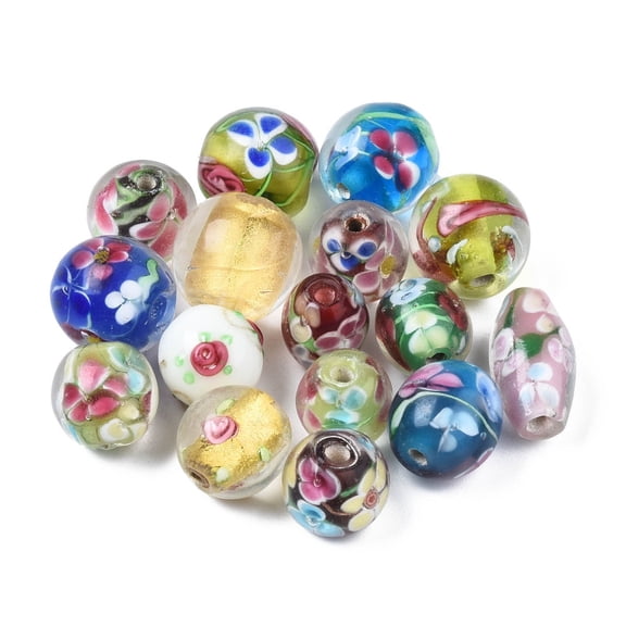 1 bag Handmade Lampwork Beads Mixed Shapes Mixed color 10.5~18.5x9.5~14mm Hole: 1.6~2mm 24pcs/bag