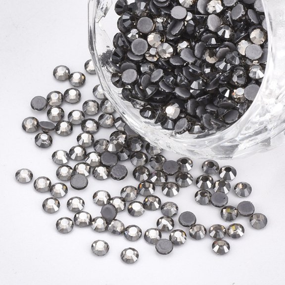 1 bag Hotfix Rhinestone Glass Rhinestone Flat Back Cabochons Half Round Black Diamond SS6 1.9~2x1mm 1440pcs/bag