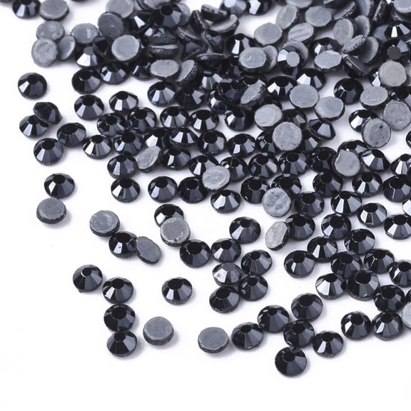 1 bag Hotfix Rhinestone Glass Rhinestone Flat Back Cabochons Half Round Jet SS6 1.9~2x1mm about 1440pcs/bag