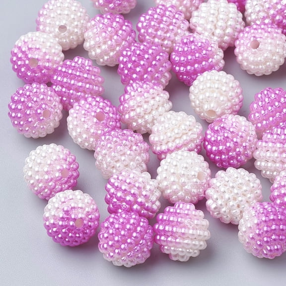 1 bag Imitation Pearl Acrylic Beads Berry Beads Combined Beads Rainbow Gradient Mermaid Pearl Beads Round Magenta 12mm Hole: 1.5mm 200pcs/bag