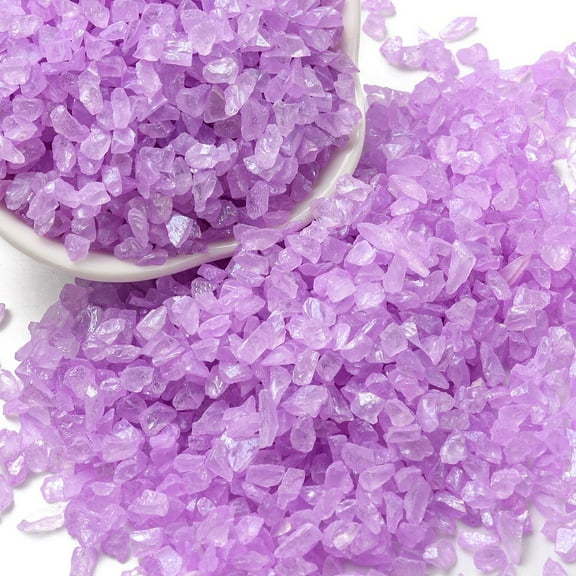 1 bag Luminous Crushed Glass Craft Irregular Glass Chips for DIY Vase Filler Garden Decoration Medium Orchid 4.5~11.5x1.5~3x2.5mm Glass