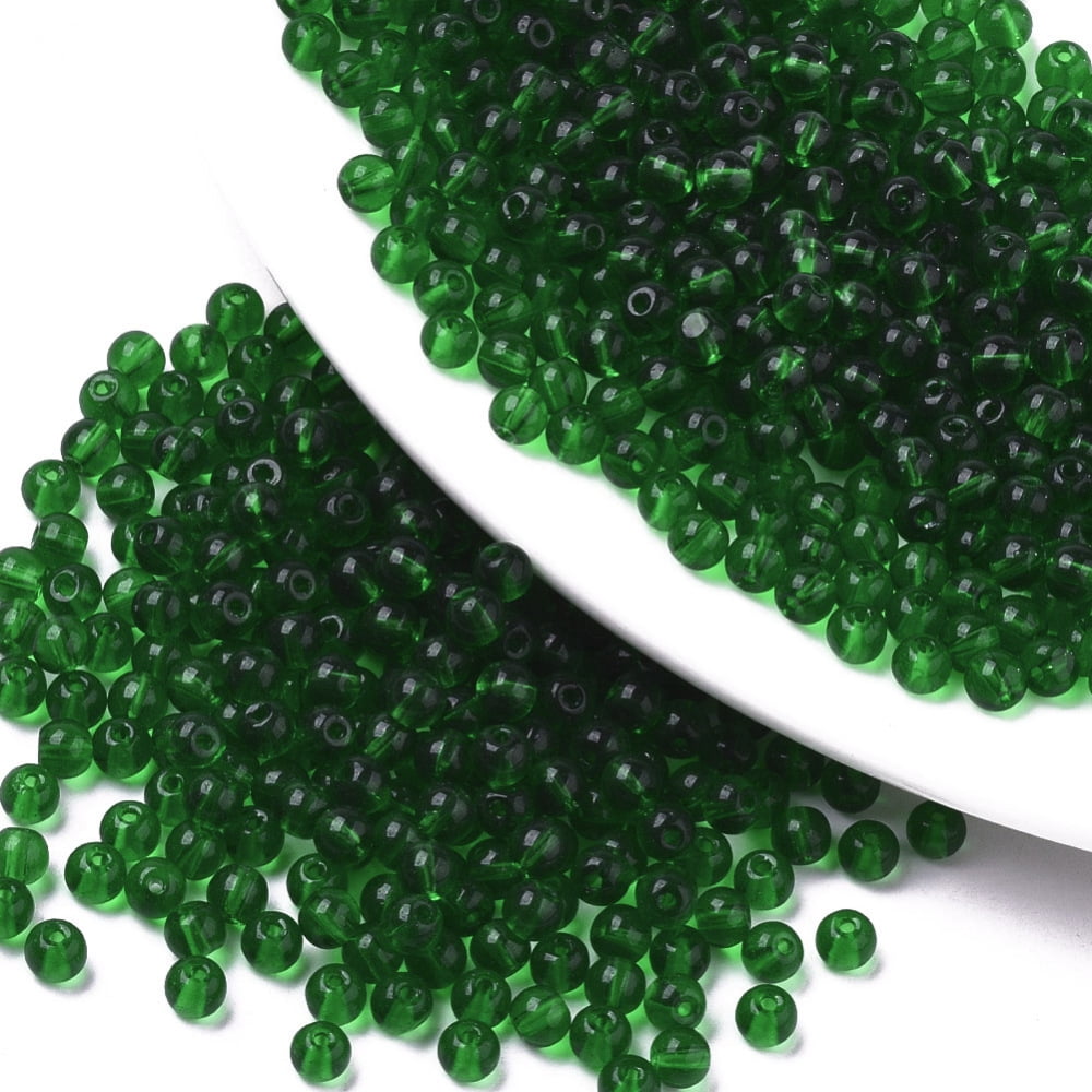 1 bag Transparent Glass Beads Round Green 4x3mm Hole: 1mm 4500pcs/bag