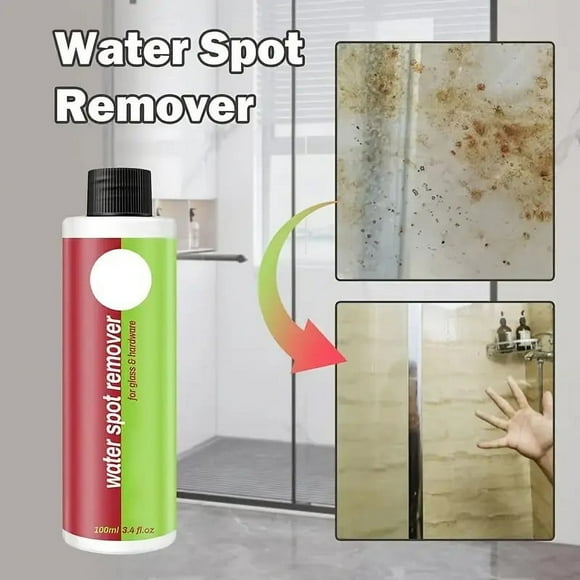1 bottle of bathroom glass cleaner - hard water stain remover, suitable for shower doors, mirrors, tiles, and faucets - powerful descaling agent, suitable for stainless steel and ceramic surfaces