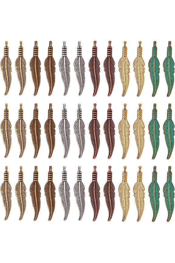 1 box 1 box 120pcs Feather Charm style Feather Charms Boho Leaf Shape Dream Catcher Feathers Charm Colorful Alloy Charms for Jewelry Making Charms Bracelets Earrings DIY Craft 1.24 inch