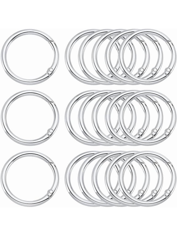 1 box 1 box 20pcs 40mm Round Carabiner Clip Snap Silver Spring O Rings Clasp Metal Alloy Keychain Key Ring Mini Clips Buckle Trigger Hook