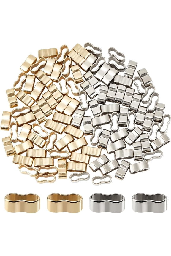 1 box 100pcs 2 colors Zinc Alloy Slide Charms Platinum & Golden 14.5x6x6mm 50pcs/color Alloy
