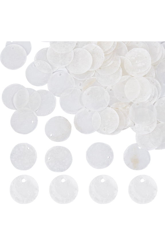 1 box 100pcs Shell Charms Seashell Charm 20mm Flat Round Natural Seashell Slices Capiz Shell Beads Coin Sea Ocean Summer Disc Charms for Jewelry Making Charm DIY Wind Chime Earring Supplies