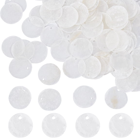 1 box 100pcs Shell Charms Seashell Charm 20mm Flat Round Natural Seashell Slices Capiz Shell Beads Coin Sea Ocean Summer Disc Charms for Jewelry Making Charm DIY Wind Chime Earring Supplies