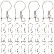 1 box 100pcs Silver Ear Wire Hooks Kidney Earring Hooks Lever Back Fish Earwires Findings Teardrop Stainless Steel Long Ear Wires Connector for Jewelry Making Supplies DIY Dangle Earrings