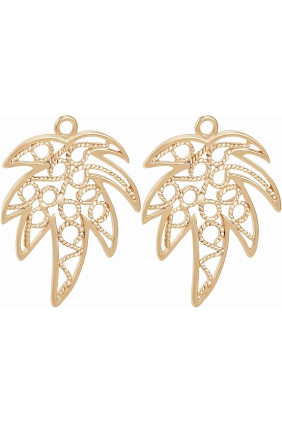 1 box 10pcs Maple Leaf Charms 18K golden Plated Spring Autumn Theme Golden Hollow Leaves Pendants Charm for Jewellery Making DIY Earring Necklace Bracelet Crafts