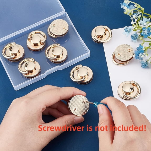 1 box 10pcs Round Head Buttons with D Ring Alloy Purse Suspension Clasp Handbag Hardware Chain Strap Connector bag Handle Ring Link Clips DIY Leathercraft Backpack Making Accessories Golden