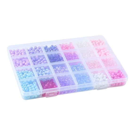 1 box 120G 24 style Transparent Opaque Acrylic Beads Round Mixed color 6x5mm Hole: 1.8mm 5g/style