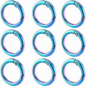 1 box 12pcs Zinc Alloy Ring Spring Gate Rings O Rings Rainbow color 27.5x4mm Inner Diameter: 19.5mm
