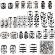 1 box 150pcs 15 styles Tube Spcacer Beads Silver Large Hole Hollow Filigree Column Beads Metal Loose Beads Alloy Spacer Bead for Jewelry Making DIY Bracelet Necklace Earrings Crafts