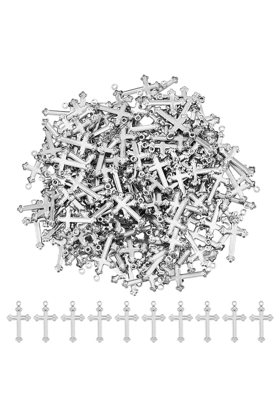 1 box 200pcs 304 Stainless Steel Cross Pendants Stainless Steel color 17.5x10x0.8mm Hole: 0.9mm
