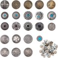 thumbnail image 1 of 1 box 22 sets Alloy Craft Solid Screw Rivet with Imitation Turquoise or Iron DIY Leather Craft Nail Flat Round Mixed color 30x9.5mm Hole: 2.5mm Screw: 5x3mm and 7x3.5mm Alloy, 1 of 6