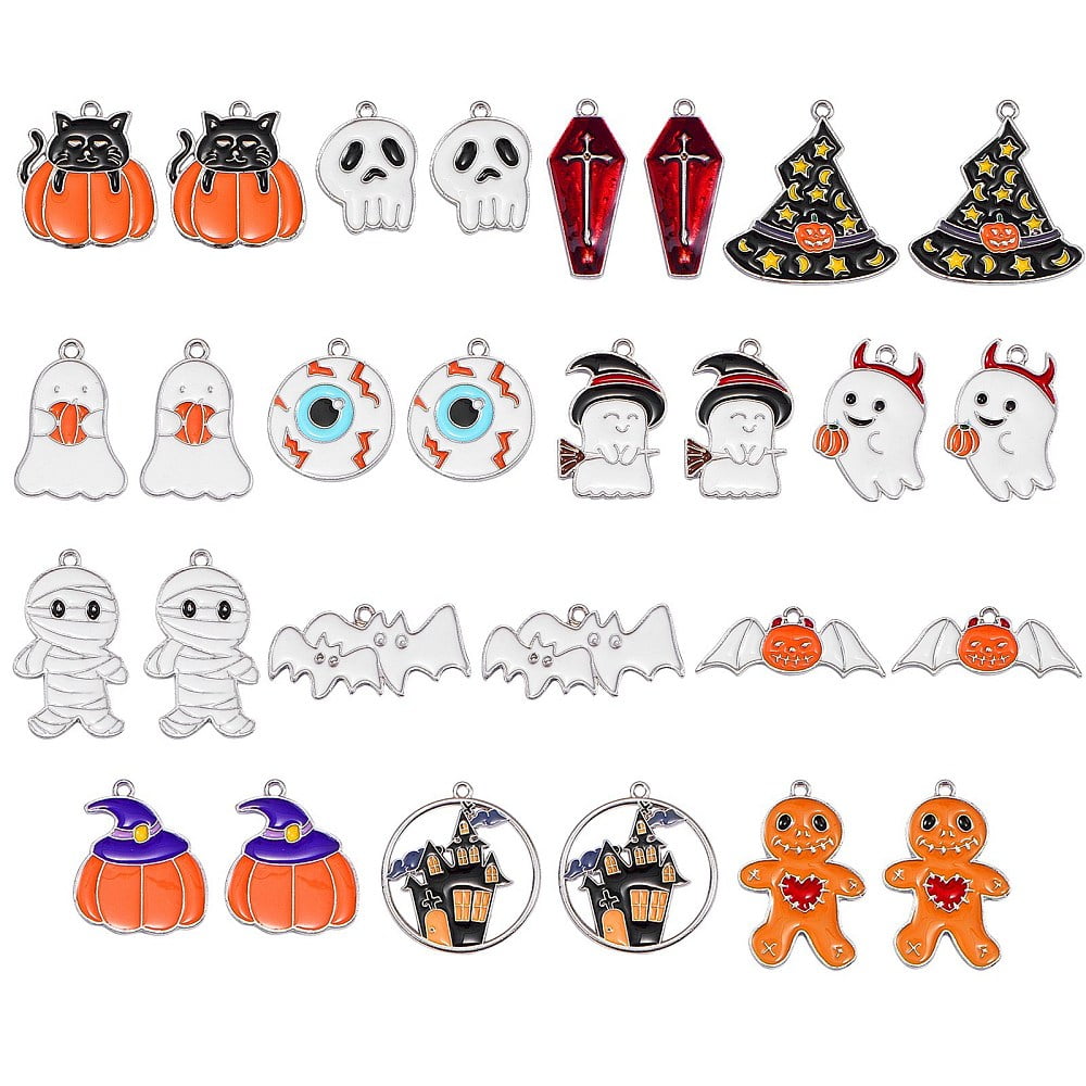 1 box 28pcs 14 styles Theme Alloy Enamel Pendants Mixed Shapes Mixed ...